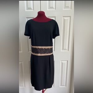 Eloquii Black and Tan Lace Accent Short Sleeve Dress Sz 22W NWT